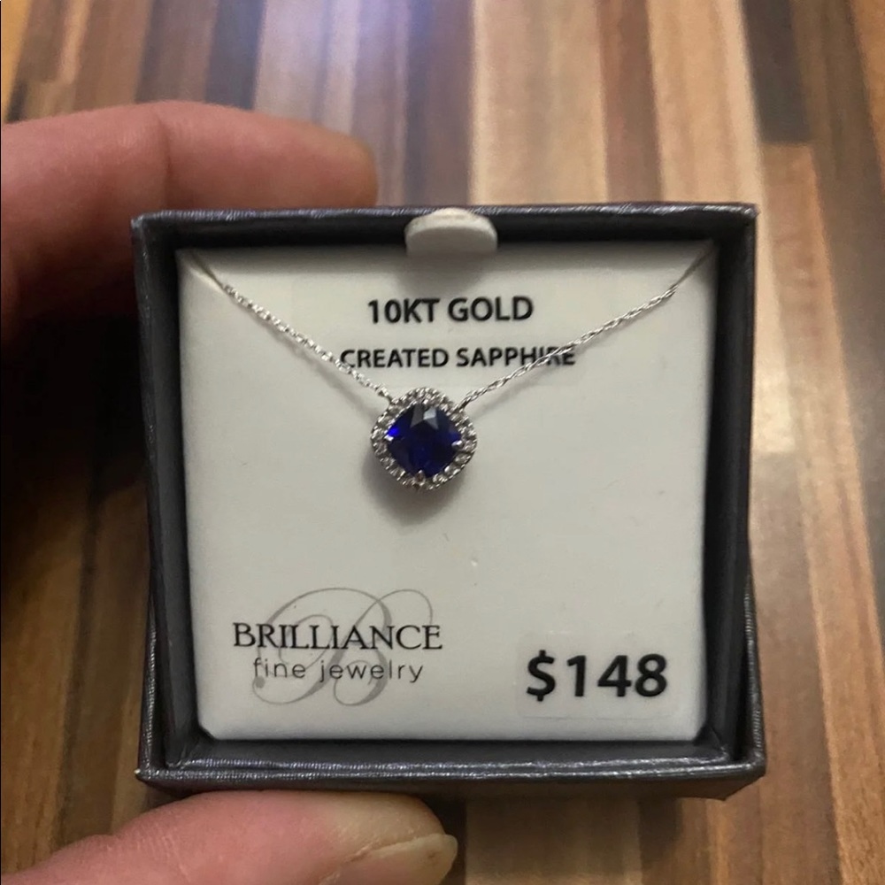 10k created sapphire necklace